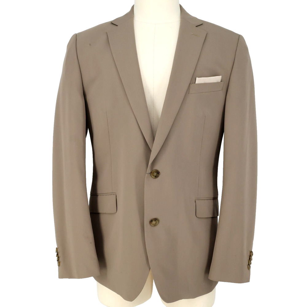 Savile Row Sport Coat Mens 44L Taupe Beige Jacket Lined Blazer Double Vents